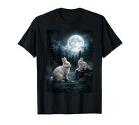 Coniglietto Che Ulula alla Luna Meme 90s Animal Rabbit Maglietta