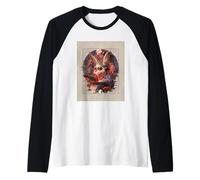 Coniglietto con Computer Portatile Surreale Animal Art Retro Collage Maglia con Maniche Raglan