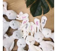 Coniglietto con ricamo del testo, coniglietto con orecchie lunghe ricamate, coniglietto con nome ricamato personalizzato, il tuo nome ricamato sulle orecchie come commemorazione speciale, carino e uni