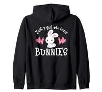 Coniglietto con scritta "Just a Girl Who Loves Bunnies" Felpa con Cappuccio