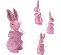 Coniglietto decorativo in schiuma a tema pasquale con elementi glitterati e fiocco per la zona giorno per migliorare le vacanze (rosa)