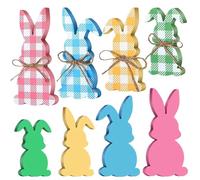 Coniglietto di Pasqua in legno, Decorazioni per coniglietto pasquale - Cartello per coniglietto con vassoio a gradini di Pasqua,Centri da tavola in legno a forma di coniglietto a griglia, decorazione
