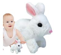 Coniglietto di peluche - Coniglio elettrico che cammina, abbaia, muove le orecchie | Coniglietto morbido con bocca che si muove, regalo di Pasqua interattivo per bambini, bambine, bambini, giocattolo