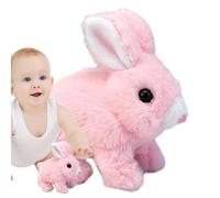 Coniglietto di peluche - Coniglio elettrico che cammina, abbaia, muove le orecchie | Coniglietto morbido con bocca che si muove, regalo di Pasqua interattivo per bambini, bambine, bambini, giocattolo