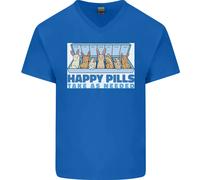 Coniglietto Happy Pills Antidepressivo Uomo Scollo A V Cotone T-Shirt