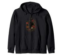 Coniglietto nero con fiori botanico gotico natura arte Felpa con Cappuccio