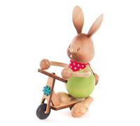Coniglietto Pasqua Stupsi " Con Roller " H:14,5cm Nuovo Statua Coniglio IN Legno