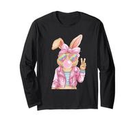 Coniglietto pasquale che soffia bolla, Happy Easter Bunny Coquette Maglia a Manica