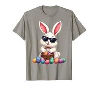 Coniglietto pasquale divertente coniglio occhiali da sole giorno di Pasqua uovo Maglietta
