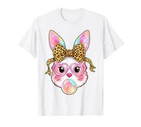 Coniglietto Pasquale Leopardo Fiocco Carino Coniglio per Ragazze Donne Maglietta