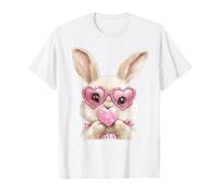 Coniglietto pasquale retrò che soffia la gomma da masticare per bambini Happy Easter Maglietta