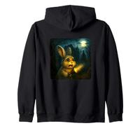 Coniglietto Pasquale Spaventoso Horror Notte Torcia Halloween Fantasma Felpa con Cappuccio