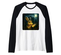 Coniglietto Pasquale Spaventoso Horror Notte Torcia Halloween Fantasma Maglia con Maniche Raglan