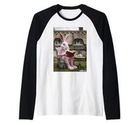 Coniglietto Rosa Che Legge Il Libro di Fiabe Maglia con Maniche Raglan