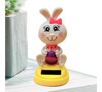 Coniglietto solare per auto, coniglio pasquale giocattolo alimentato a energia solare, bambola ballerina che scuote la testa, coniglietto altalena statuette per decorazione