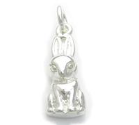 Coniglio 2D charm in argento sterling .925 x 1 Easter Bunnies Conigli charms