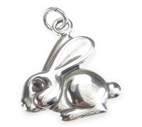 Coniglio 2D charm in argento sterling .925 x 1 Easter Bunnies Conigli charms