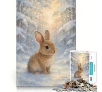 Coniglio ad acquerello nella foresta invernale Puzzle per adulti da 1000 pezzi Stimola la memoria Divertente Taglio di precisione Facile da imparare Divertimento per tutta la famiglia (38x52cm)