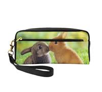 Coniglio amore stampato, Borsa per il trucco Borsa per cosmetici Borsa da viaggio portatile da toilette Astuccio in pelle per donne e ragazze