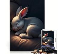 Coniglio bianco addormentato, simpatico coniglietto, puzzle per ragazzi, 1000 pezzi, gioco di logica, divertimento al chiuso, bordi precisi, pezzo da collezione 50x75cm