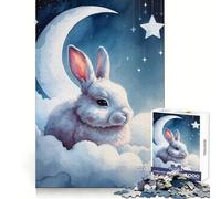 Coniglio bianco assonnato tra le nuvole - Puzzle da 1000 pezzi per adulti, ideale per esercitare la mente, un passatempo rilassante, un regalo perfetto per le festività 38x52cm