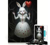 Coniglio bianco con palloncino a forma di cuore,puzzle ispirato ad Alice nel Paese delle Meraviglie per adulti,1000 pezzi,gioco stimolante per,dimensioni uniformi,pezzi precisi,facile da trasportare