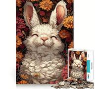 Coniglio bianco tra i fiori,puzzle per ragazzi,1000 pezzi,gioco di memoria,incastro perfetto,nessun pezzo si stacca,gioco per allenare la mente,ideale da portare in viaggio,regalo perfetto (50x75cm)