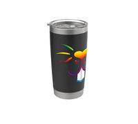 Coniglio Bunny Face Carino Animale Cuore Comic Art Rainbow Bicchiere termico in acciaio inox doppia parete