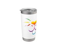 Coniglio Bunny Face Carino Animale Cuore Comic Art Rainbow Bicchiere termico in acciaio inox doppia parete