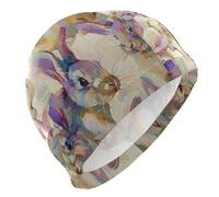 Coniglio Carino Doodle Art cappelli da nuoto per gli uomini Capelli Corti nuoto impermeabile per gli uomini Protezione dei capelli e Drag Riduzione gorras para natacion mujer