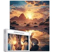 Coniglio che cammina sul lago 1000 pezzi puzzle per adulti deserto tramonto sfondo puzzle colorato puzzle fai da te per la decorazione della casa regali puzzle famiglia perfetto per serate di gioco 50