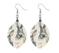Coniglio che indossa un fiocco orecchini in legno gioielli regali, leggeri vintage pendenti in legno naturale classici artistici ganci per orecchini in legno per donne, Apricot shaped, In legno, Legno