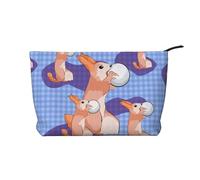 Coniglio che tiene la palla chiusura a cerniera borsa trucco velluto a coste organizzatore multifunzionale 22x7x17cm per viaggi campeggio vacanze fitness, Nero , Taglia unica