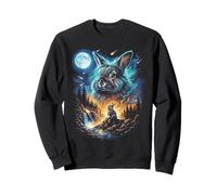 Coniglio Che Ulula alla Luna Vintage Bunny Art Felpa