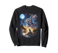 Coniglio Che Ulula alla Luna Vintage Lepre Felpa