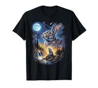 Coniglio Che Ulula alla Luna Vintage Lepre Maglietta