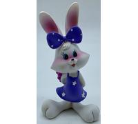 Coniglio Con Lettera D’amore In Ceramica Coniglietta Altezza 19 Cm Viola