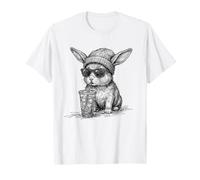Coniglio Cucciolo di Scarabocchio Carino Scarabocchio Beanie caffè Freddo Maglietta