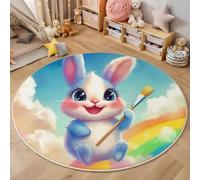 Coniglio Dei Cartoni Animati Carino Tappeto Rotondo Colorato Tappeti 120Cm Antiscivolo Lavabile In Lavatrice Tondo Tapette Salotto Camera Da Letto Scendiletto Pelo Corto Rotondi Carpet