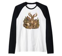 Coniglio della Fauna Selvatica Occidentale del Deserto Jackalope Cryptid Maglia con Maniche Raglan