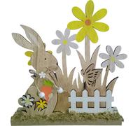 Coniglio di pasqua con fiori margherite e farfalla addobbi pasquali casa in legn