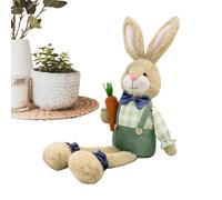 Coniglio di peluche pasquale - 320 G, rustico, morbido peluche a gambe lunghe e decorazioni primaverili, statuetta di animale per la casa, il soggiorno, tavolo da pranzo, ufficio, scaffale