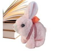 Coniglio elettrico in peluche - Coniglio in peluche elettrico interattivo, giocattolo realistico a pelo lungo con suono di coda che mescola, animale domestico elettronico animato per il compagno