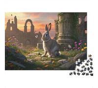 Coniglio europeo Puzzle Impossibili 1000 Pezzi Ruine Fiori selvatici Decorazione Per La Casa. Rilassamento E Intelligence Per Adulti E Ragazzi Da 14 Anni 1000pcs (75x50cm)
