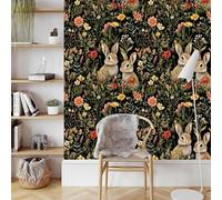 Coniglio Fiori Carta da Parati Autoadesiva 0.3x5 m Piante Animali Erba Pellicola Adesiva per Mobili Impermeabile Carta Adesivo Opaco Sticker per Decorare Muro Cucina Armadio Cassetto e Scaffali