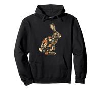 Coniglio Floreale Botanico Bunny Amante Animali Felpa con Cappuccio