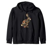 Coniglio Floreale Botanico Bunny Amante Animali Felpa con Cappuccio