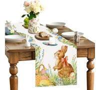 Coniglio Happy Pasqua Table Runner | Decorazioni di tàble dè Pàqùes _ Chemin de de e tab†le en forme đ' dë làpino, 72 pollici, decorazione noce e festa per tavoli da pranzo, adatto ai