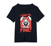 Coniglio Ho Detto Che STO Bene Divertente Urlando Arrabbiato Maglietta, Donna Plus-Size, Nero, 5X