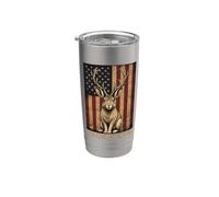 Coniglio Jackalope Con Corna Bandiera Americana Bicchiere termico in acciaio inox doppia parete